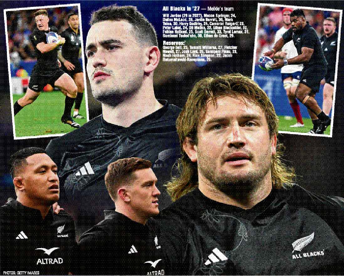 Key All Blacks in 2027 could include (clockwise from right) Ethan Blackadder, Dallas McLeod,...