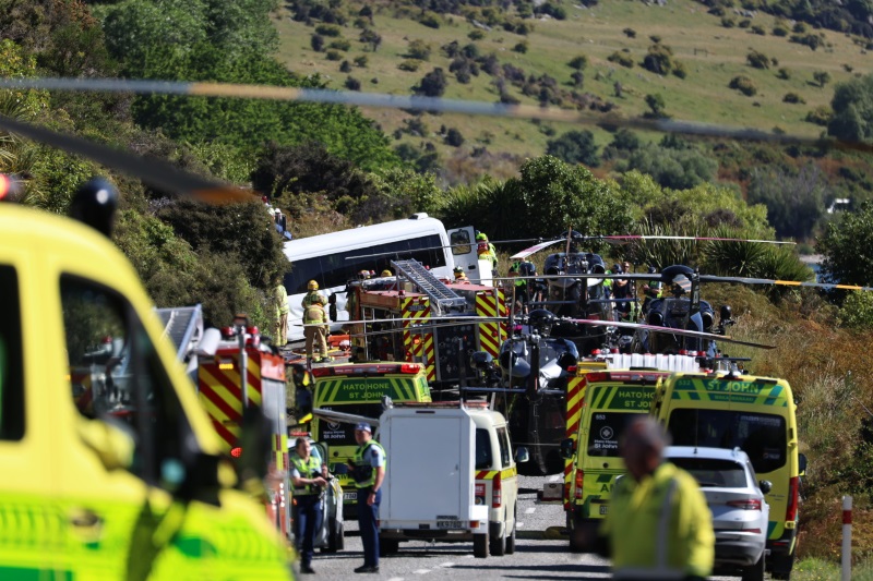 Emergency services attend the crash scene near the Devil's Staircase this afternoon. Photo: Supplied