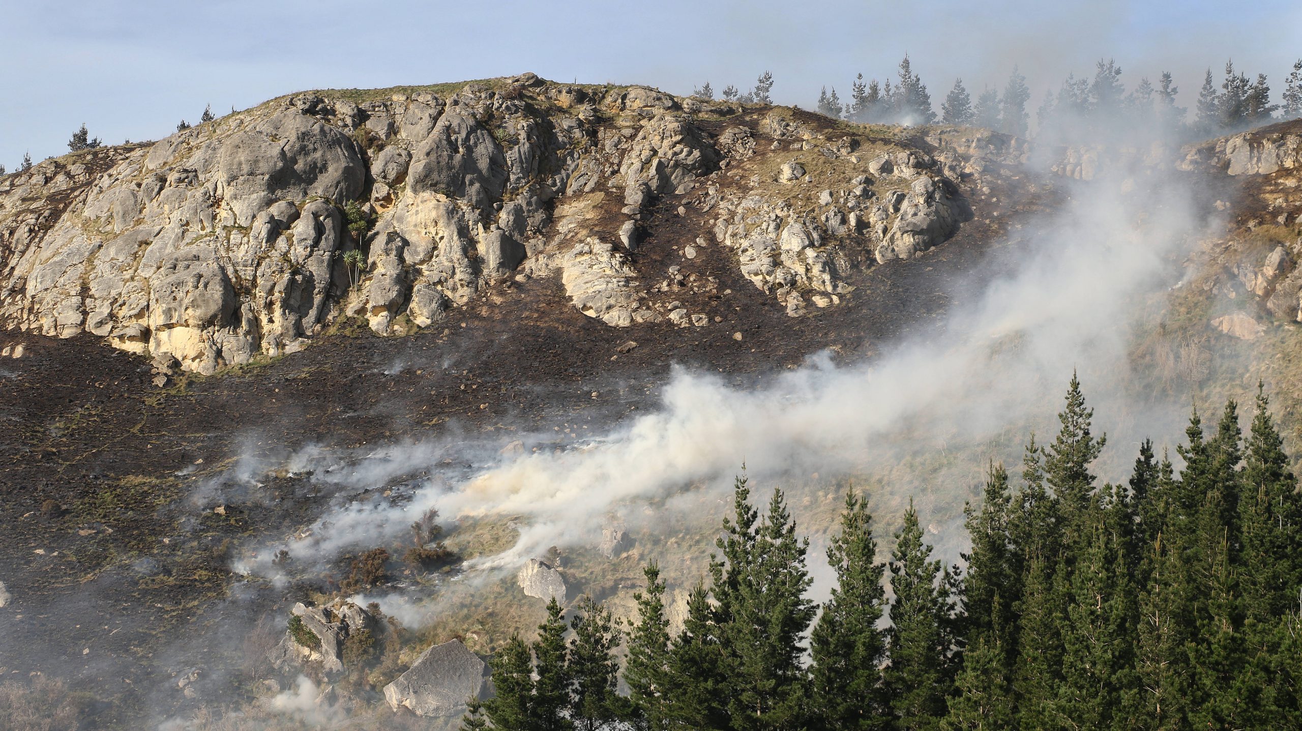 Fire on a hillside at Quarry Rd, North Loburn. PHOTO: JOHN COSGROVE