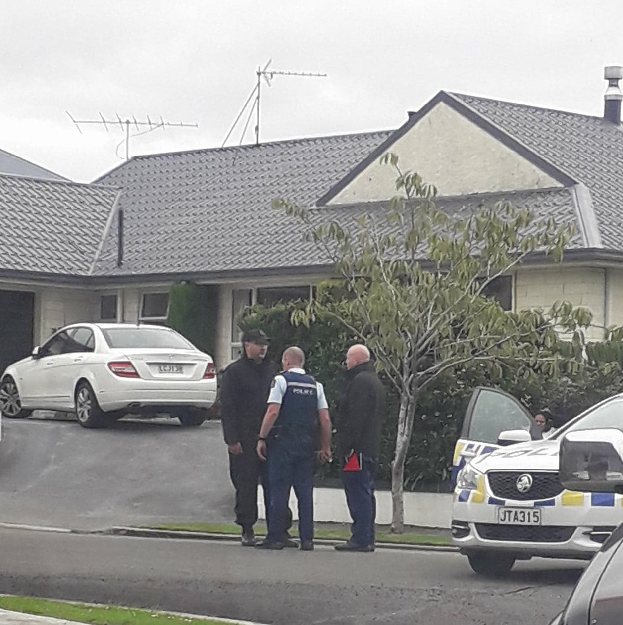 Police outside a house in Joe Brown St, Mosgiel, where a 32-year-old man was taken into custody...