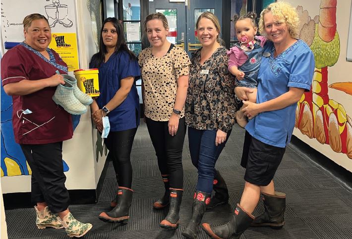 There were gumboots galore as the Dunedin Hospital Paediatric Outpatients team celebrated Gumboot...