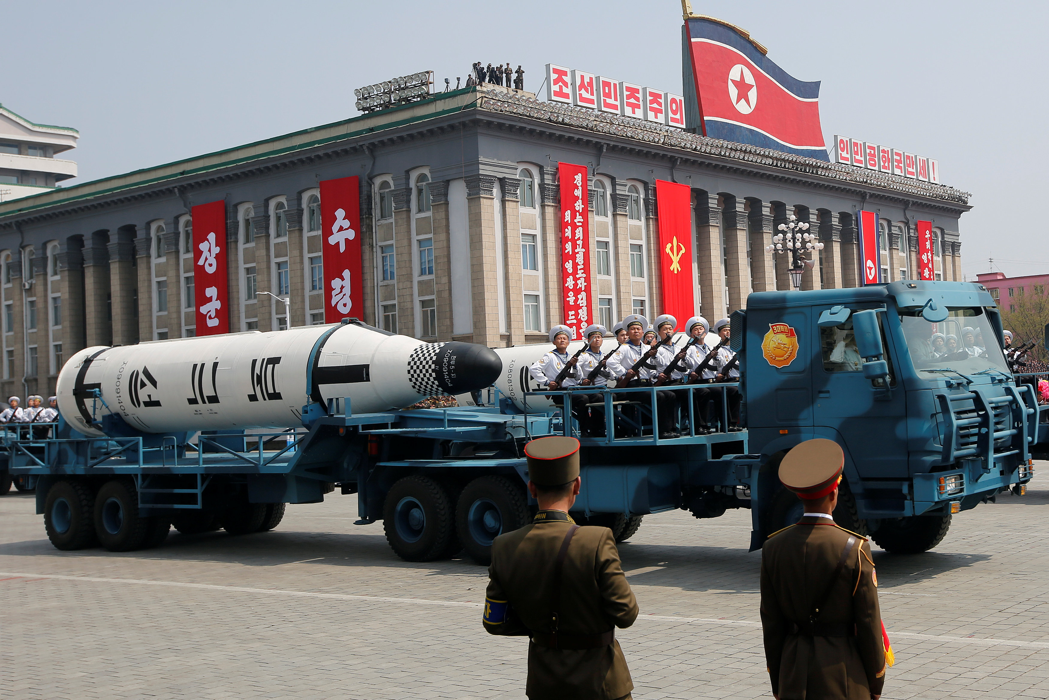 Military firepower was out in force on Saturday during a parade marking the 105th birth anniversary of North Korea's founding father, Kim Il Sung. Photo: Reuters