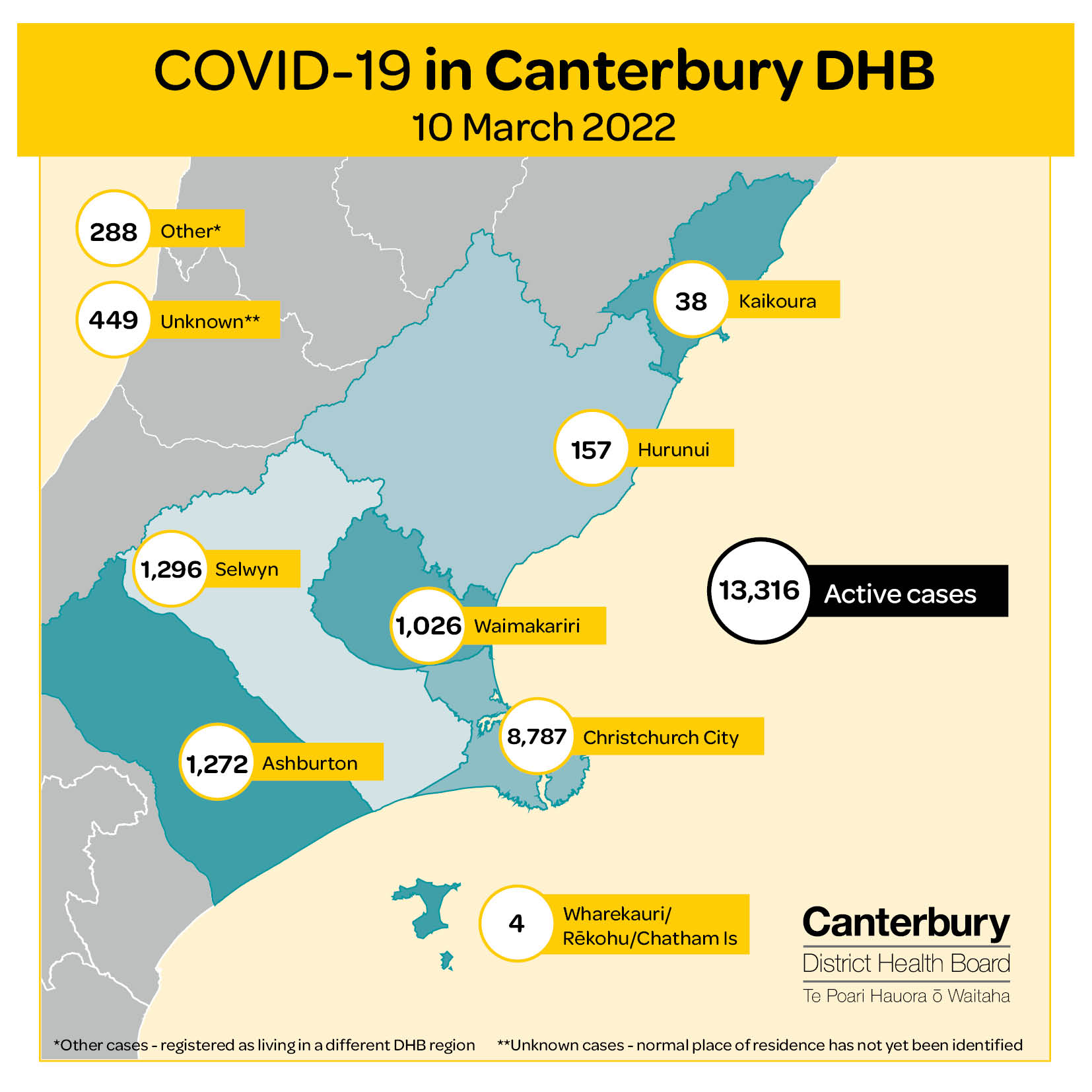 Canterbury's active Covid cases as of 8am on Thursday. *Note, the Ministry of Health’s daily...