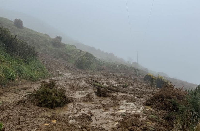 A slip on Highcliff Rd in Dunedin, between Pukekihi and Portobello. Photo: Sophie Potter via...