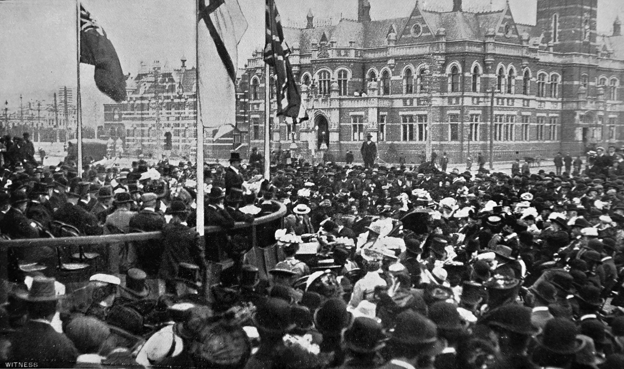 Joseph Ward speaks at the opening of the station on November 12, 1906. Photo: Otago Witness