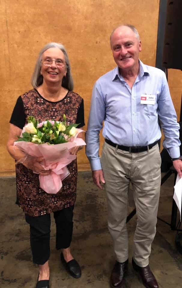 Doris Barnard with The Court Supporters committee member John McSweeney. Photo: The Court Theatre