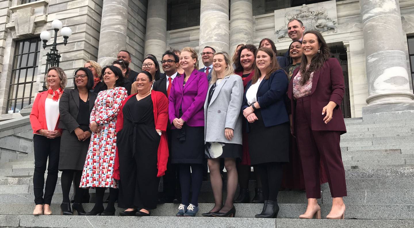 Newly elected Labour MPs at Parliament yesterday. Photo: Jason Walls