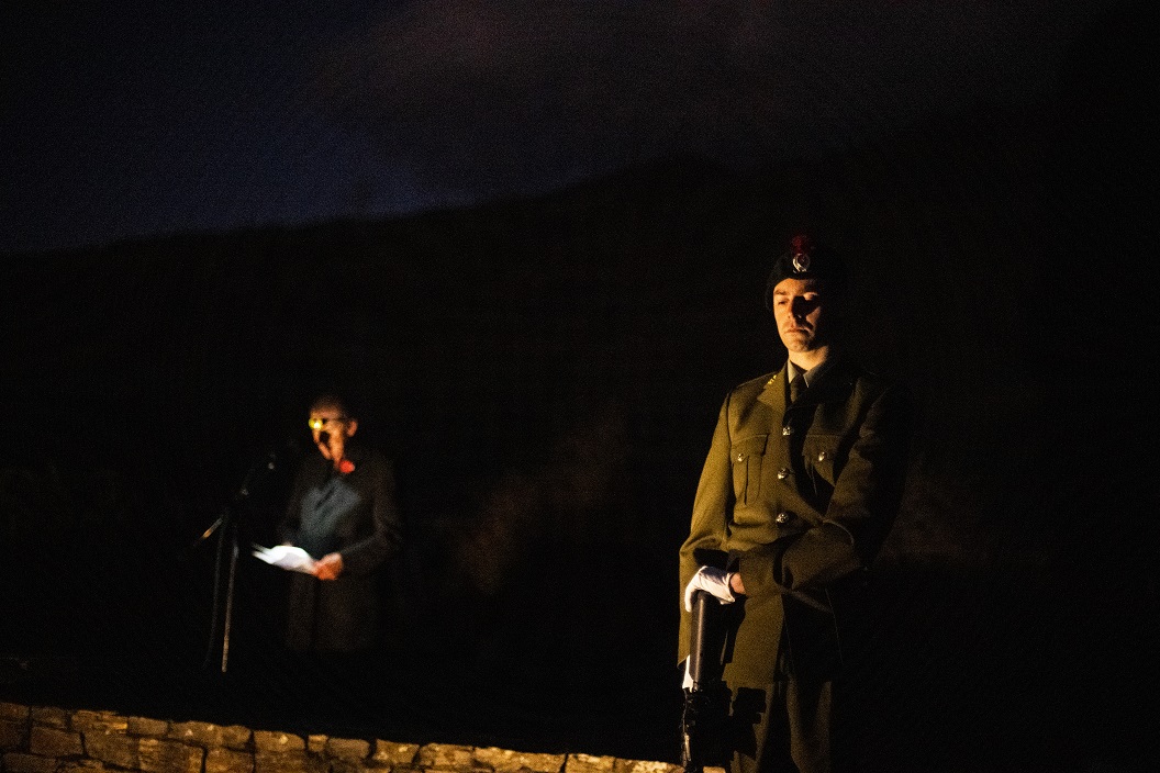 Private Blair Illings, of Alexandra, stands as part of the guard at the dawn Anzac ...