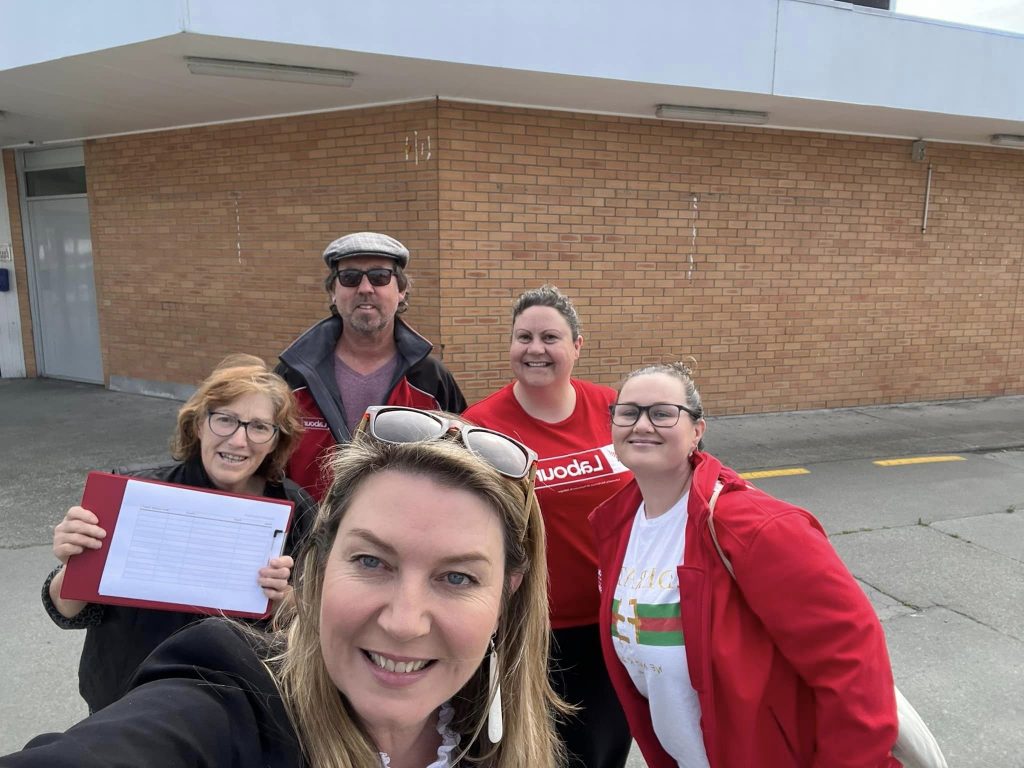 Jo Luxton with supporters in the lead up to the 2023 General Election. Photo: File image