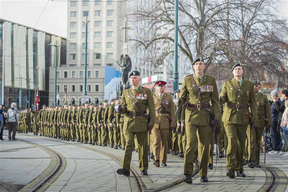 The 2nd/1st Battalion on parade in Christchurch. Photo: Supplied