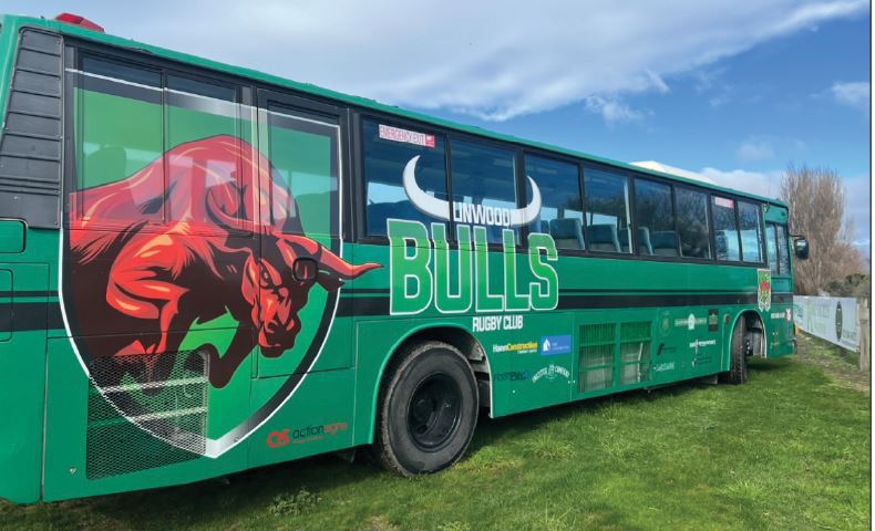 Linwood Bulls rugby bus has epitomised the team theme of being ‘on the same waka’. Photo: Supplied