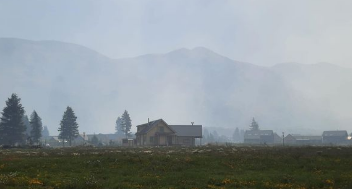 Castle Hill  was surrounded by smoke yesterday. PHOTO: FIRE AND EMERGENCY CANTERBURY