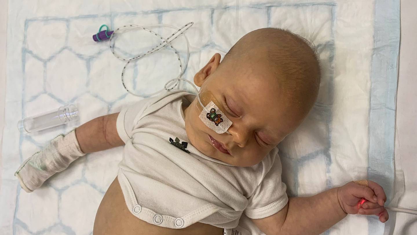 Chester was seven weeks when he was admitted to hospital with Covid-19. Photos: Supplied via NZ...