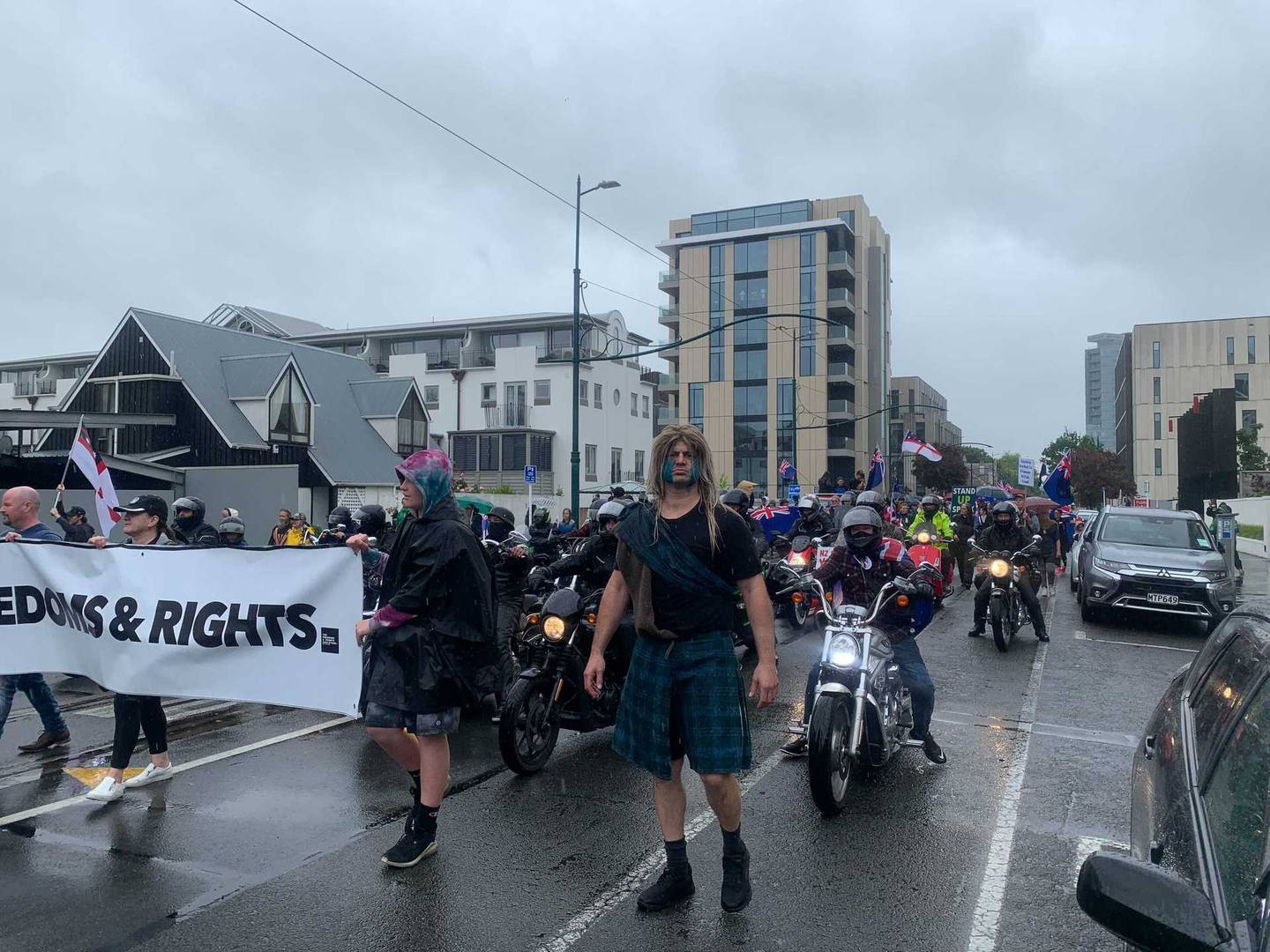 Protesters marching in Christchurch today. Photo: NZ Herald