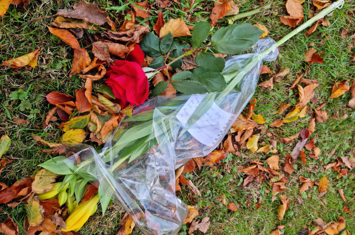 Flowers left by the side of the road in tribute to the crash victims. Photo: Niva Chittock/RNZ