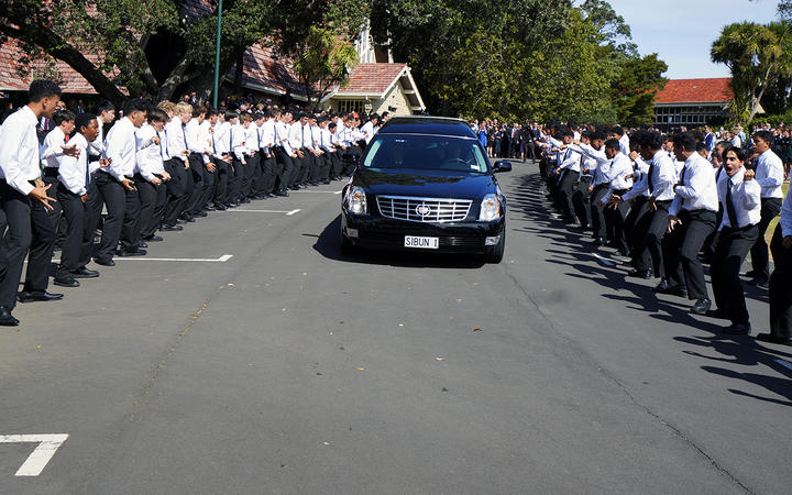 Dilworth School students perform a haka. Photo: RNZ