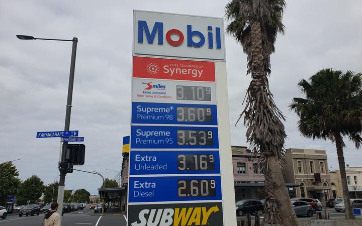 Fuel prices at a petrol station in Auckland last week. Photo: RNZ