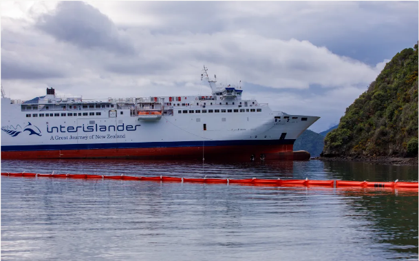 The Aratere before last night's successful refloating. Photo: RNZ