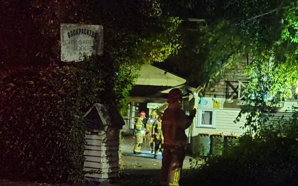 The City Garden Lodge was extensively damaged, fire crews said. Photo: RNZ/Finn Blackwell