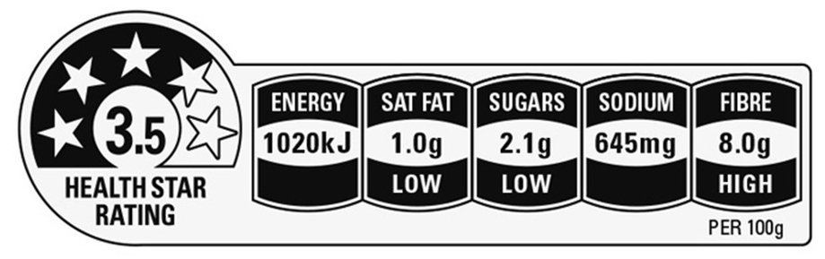 A Health Star Rating label. IMAGE: SUPPLIED