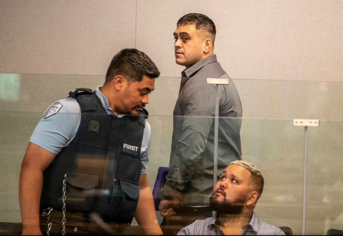 Mikaere Puata-Chaney (standing) appears in the High Court at Auckland ahead of the Sofitel...