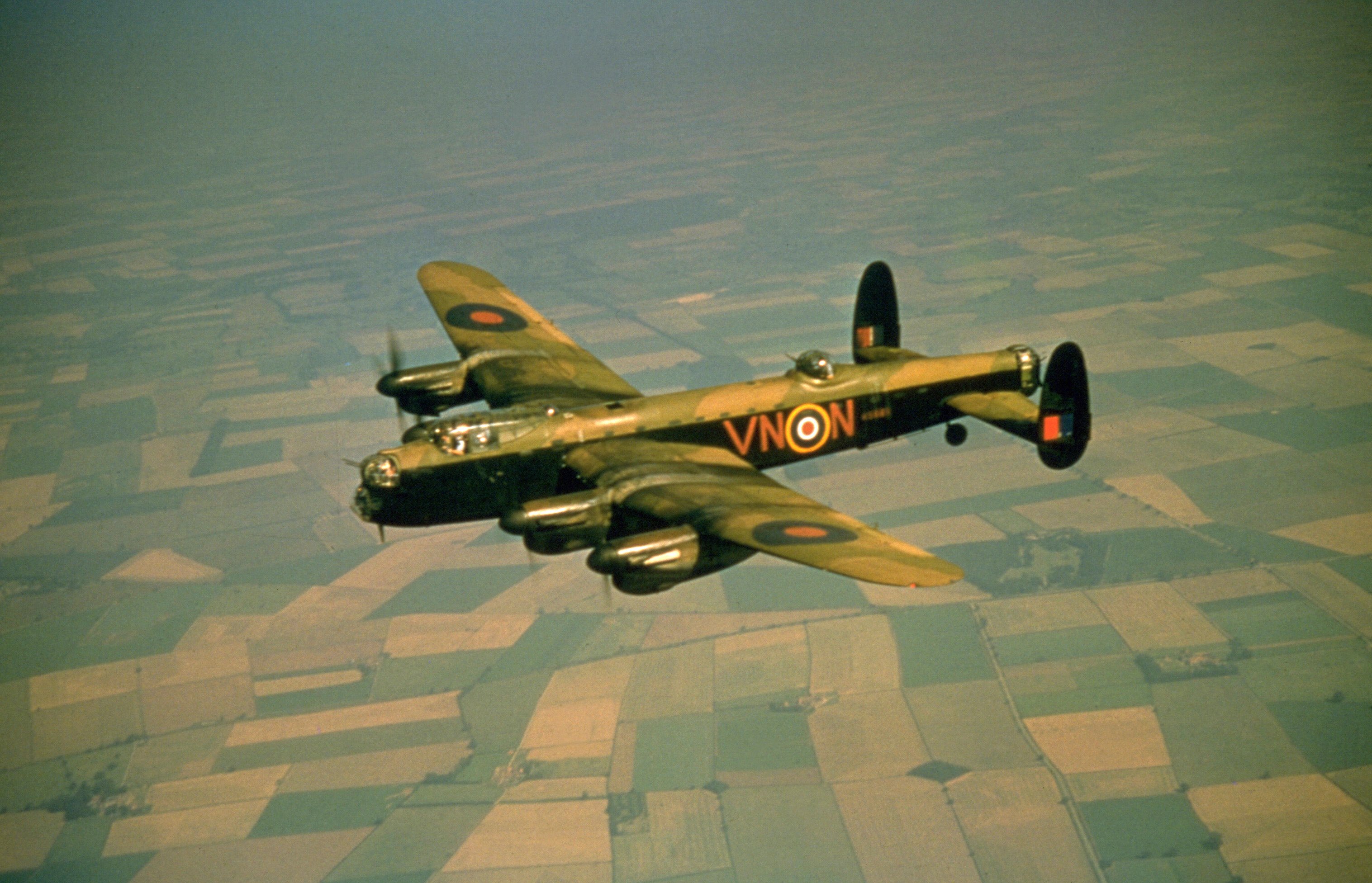 Avro Lancaster heavy bomber R5689 (VN-N), of No.50 Squadron RAF, during World War 2, in 1942. PHOTO: GETTY IMAGES