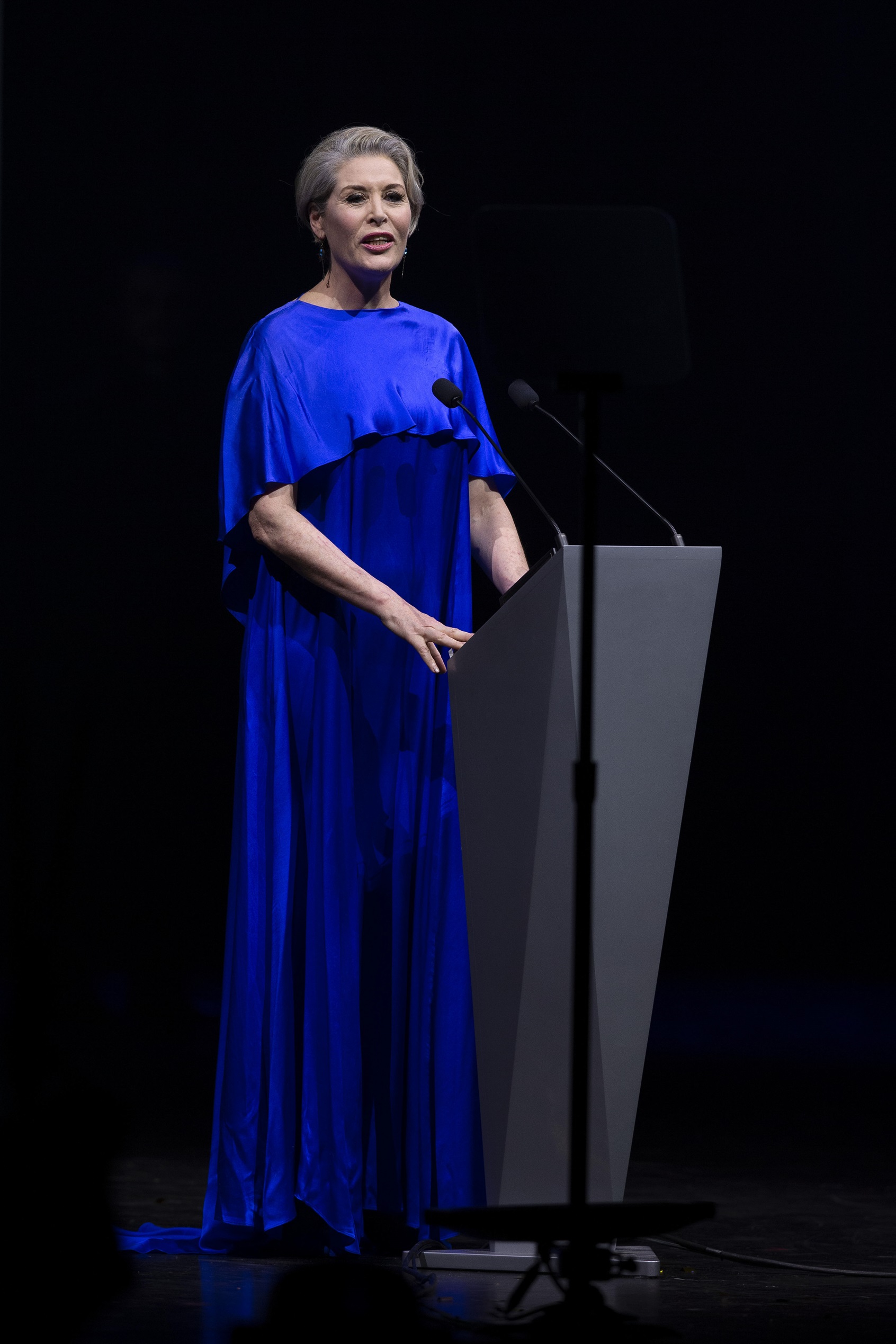 Ward-Lealand presenting at the World of Wearable Arts. Photo: Getty Images