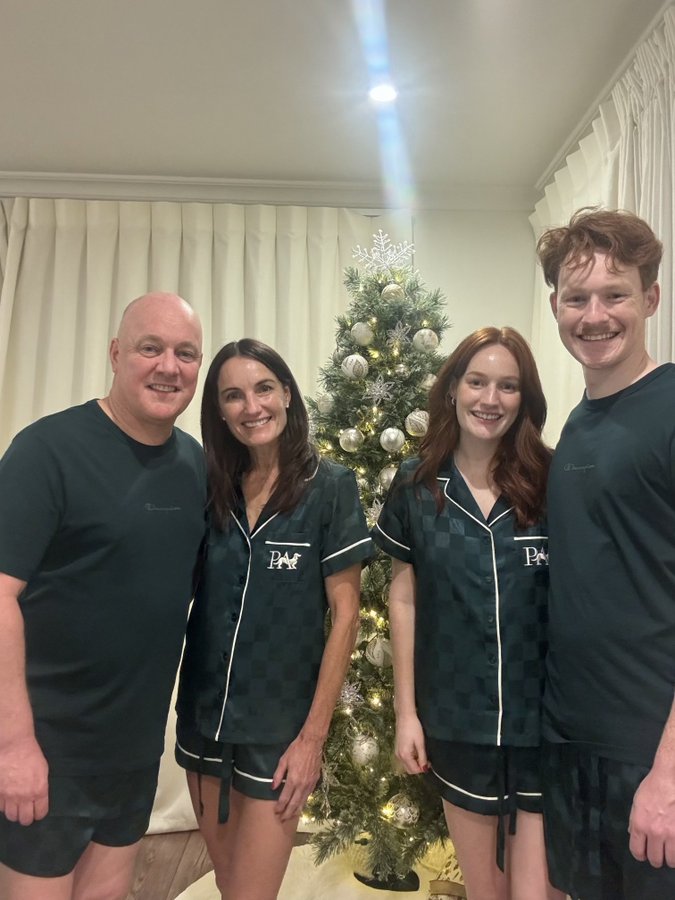 Christopher, Amanda, Olivia and William Luxon in their matching pyjamas on Christmas Eve. Photo: X