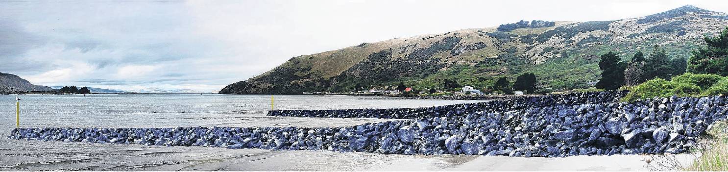 An artist’s impression of what the groynes will look like at Te Rauone Beach once they are built...