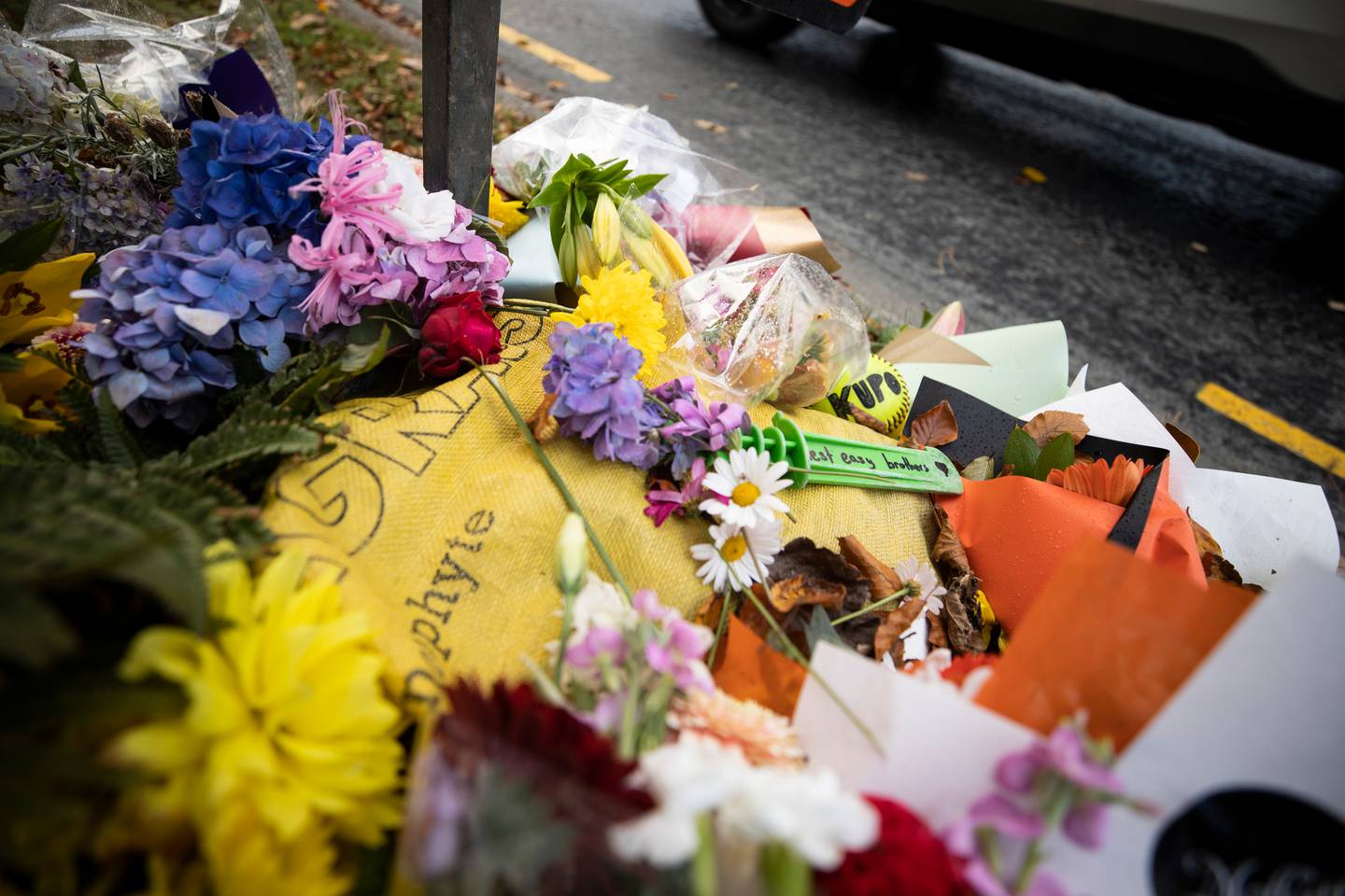 Flowers have been left at the site of the crash. Photo: George Heard/ NZ Herald 