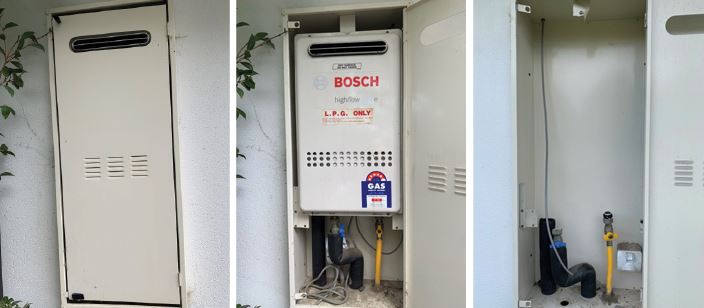 This gas hot water unit was stolen from a Selwyn home. Photos: Supplied