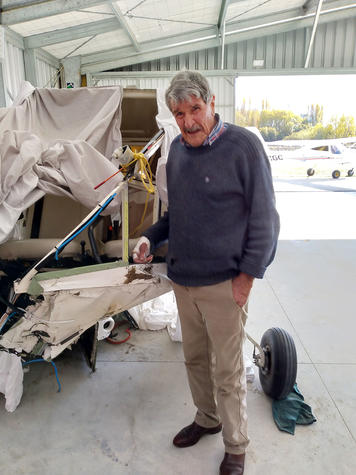 Alan Macdonald visited Rangiora Airfield to find his missing shoe. It was wedged under the rudder...