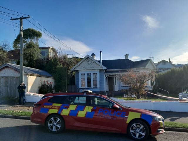 Police at the scene on Saturday. Photo: Jules Chin