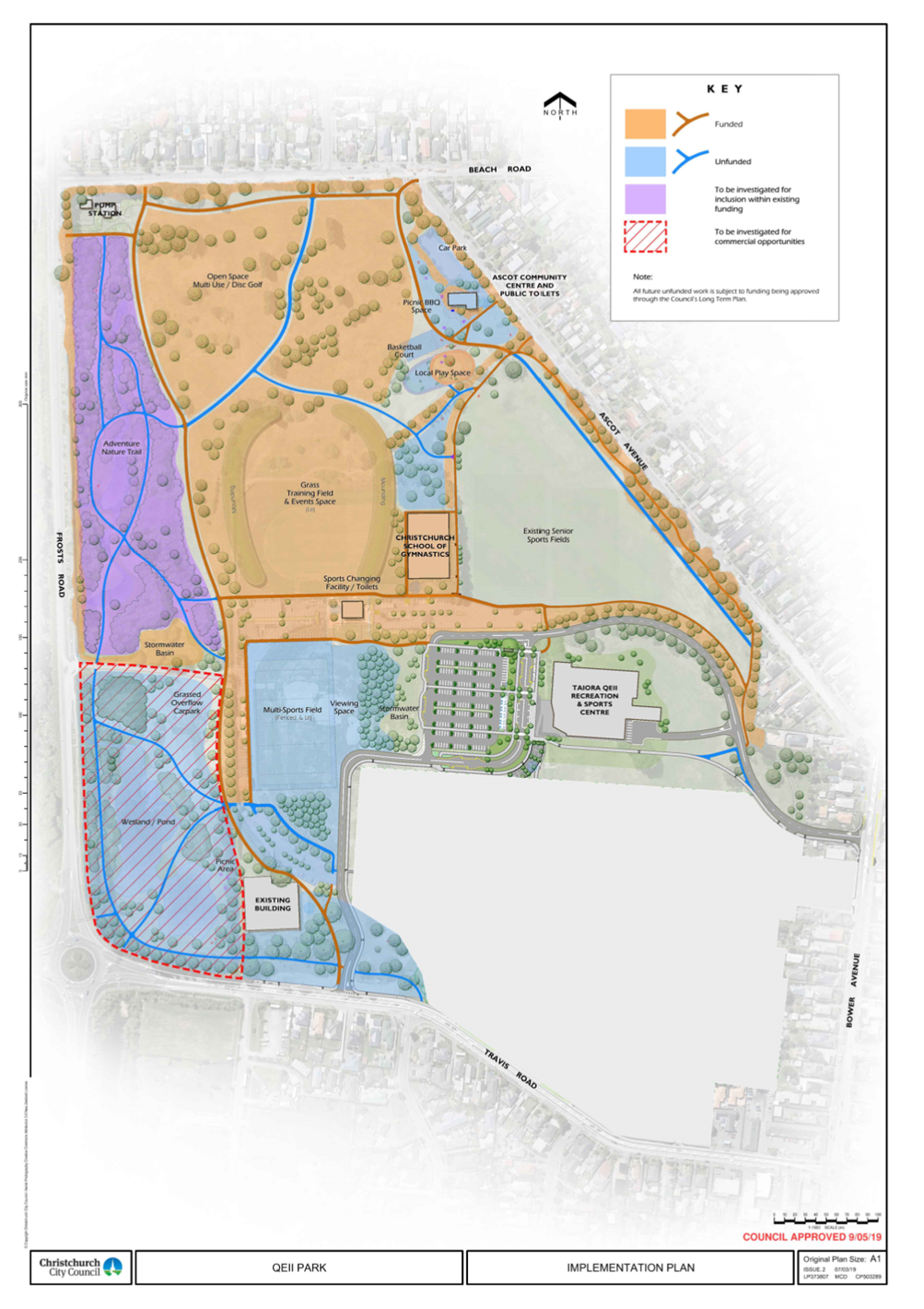 The QEII Park plan. Image: Waitai Coastal-Burwood Community Board