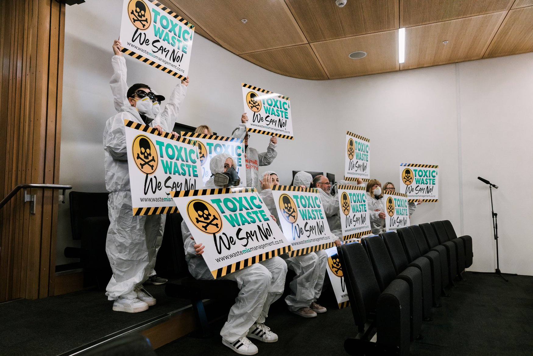 Hornby and Prebbleton residents protesting against the hazardous waste plant. Photo: Supplied