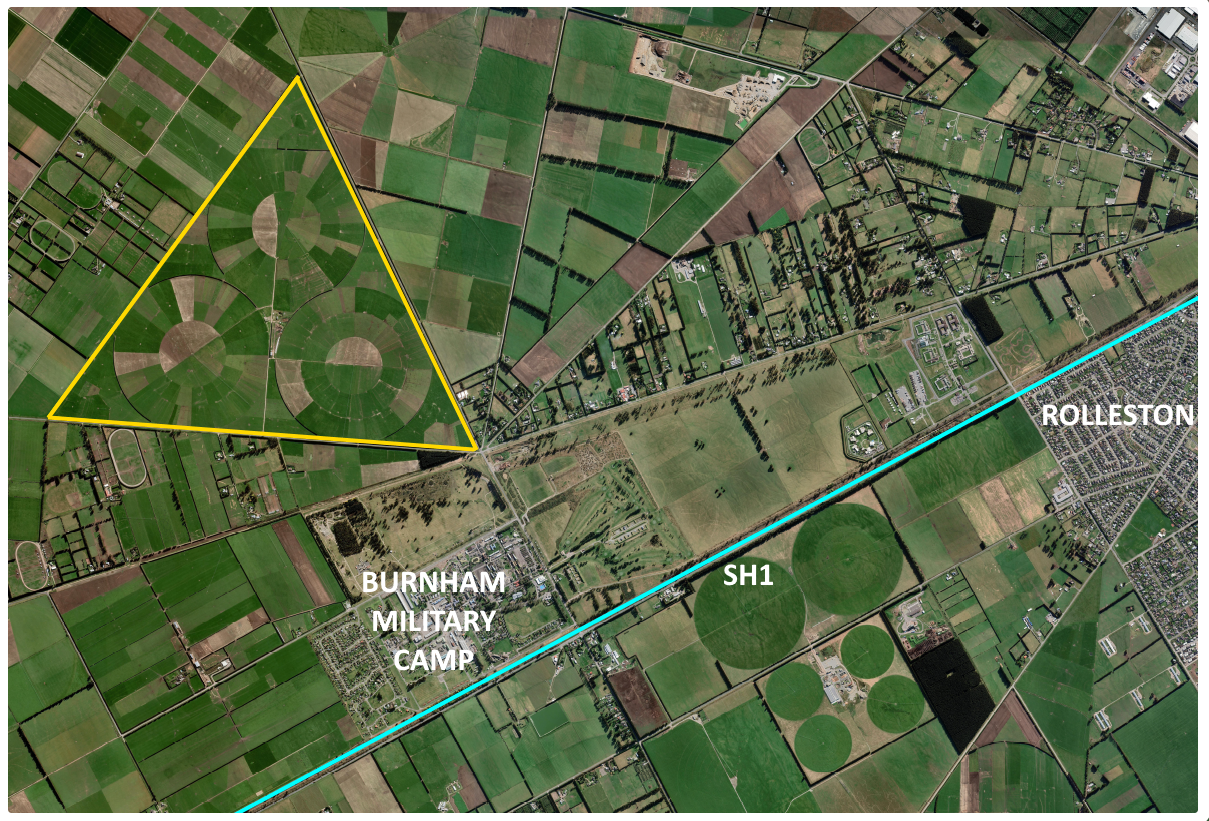 The 361.9ha farm highlighted in yellow will be quarried 40ha at a time for aggregate. IMAGE:...