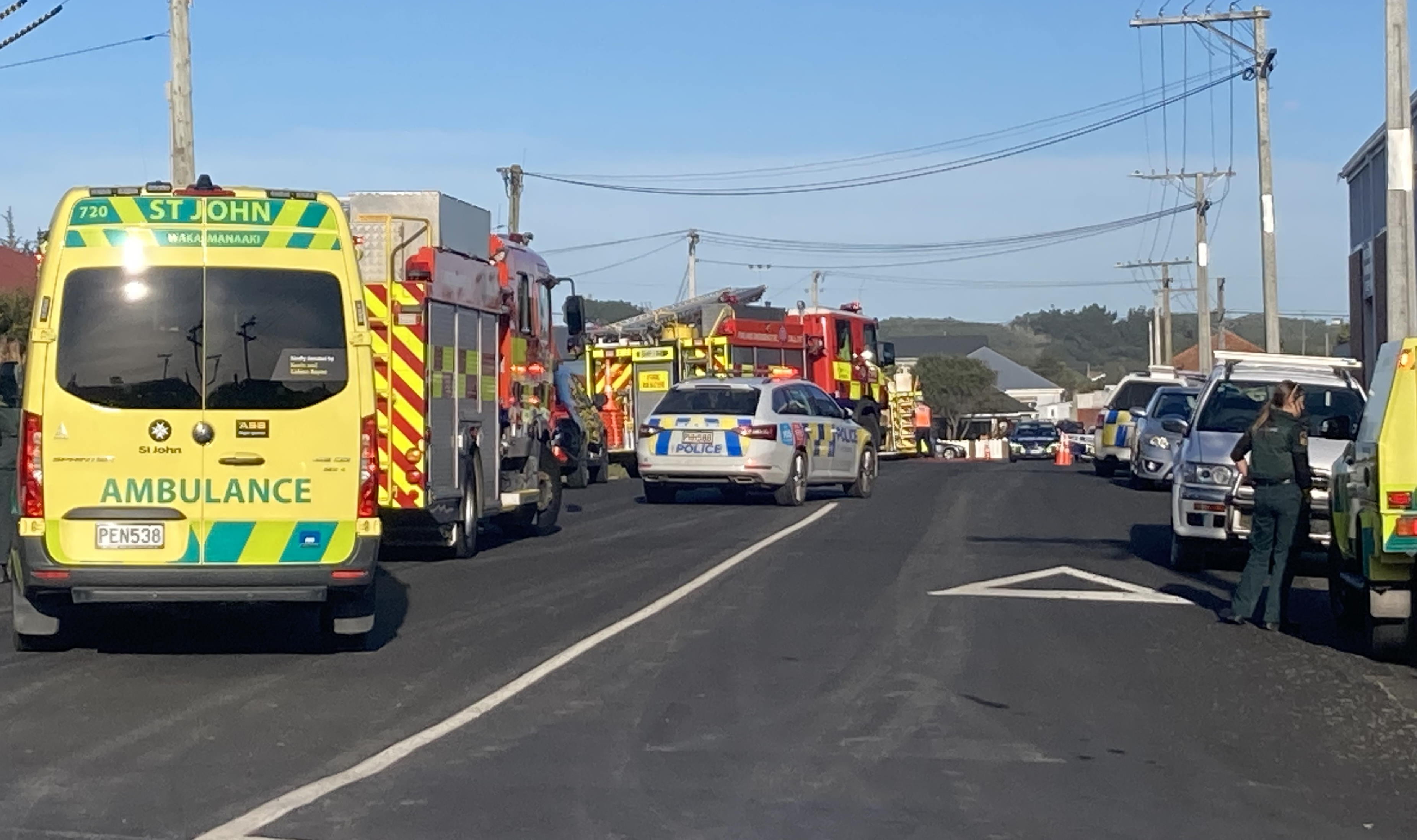 Emergency services at the Rona St fires. Photo: Stephen Jaquiery