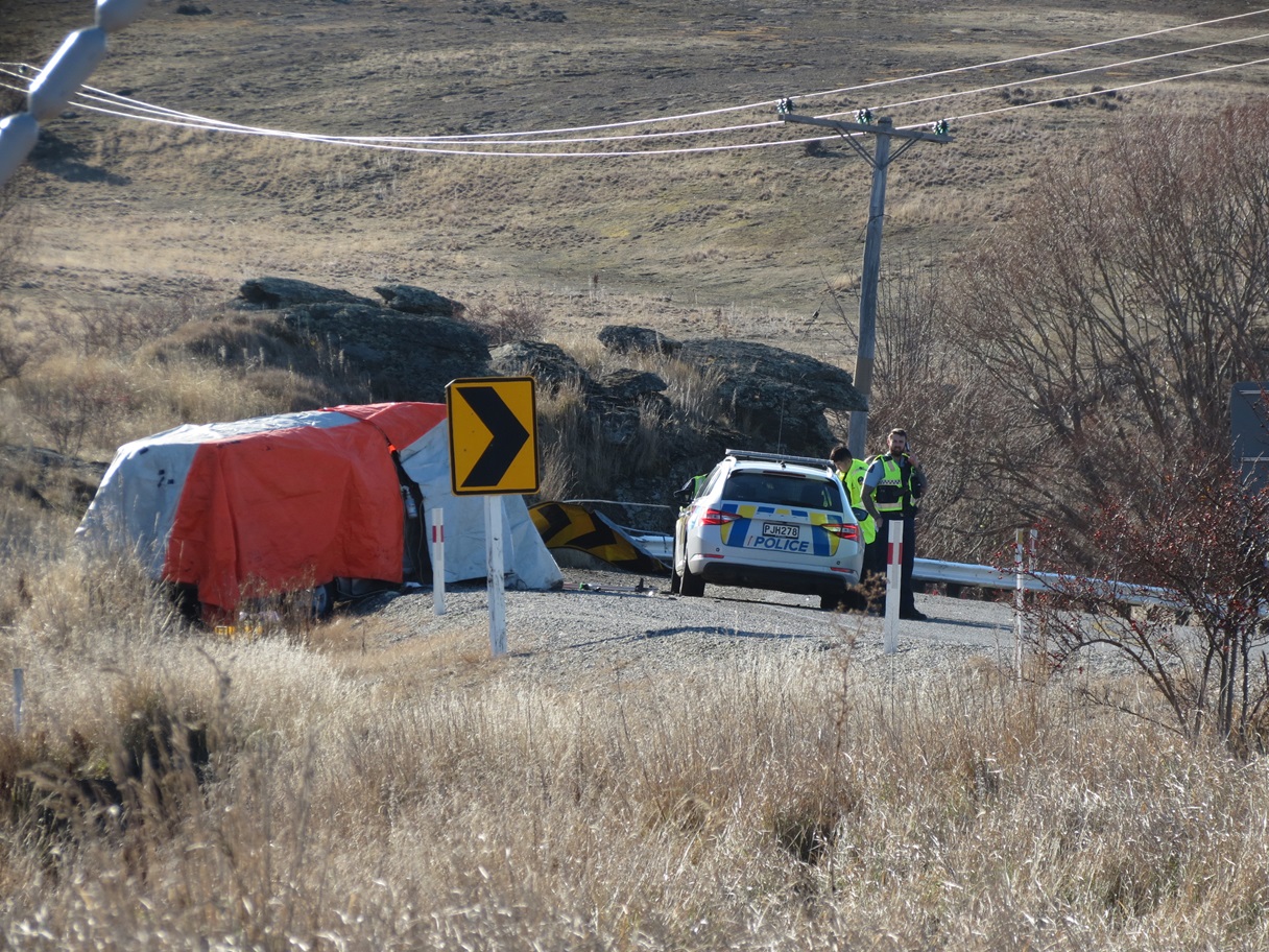 Police at the crash scene on Tuesday morning. Photo: Ruby Shaw