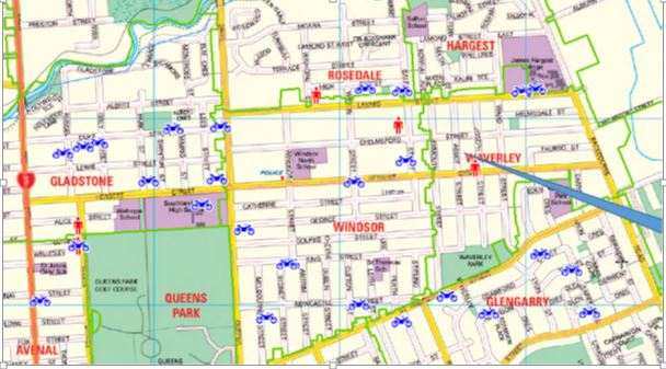 Map showing bicycle thefts in Invercargill. Image: supplied