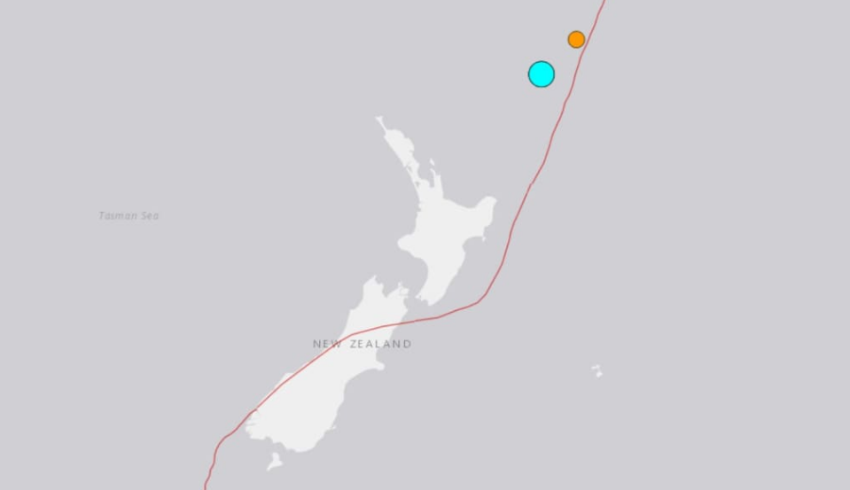 A graphic showing the location of the earthquake (blue dot). Photo: USGS