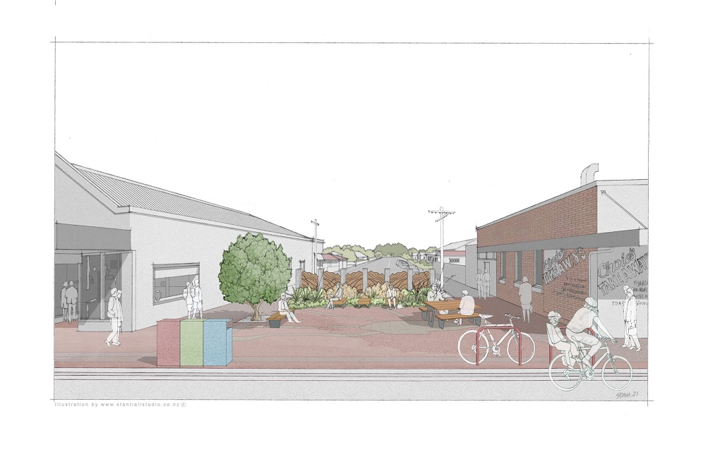 A concept image of the Lanark St pocket park. Image: DCC