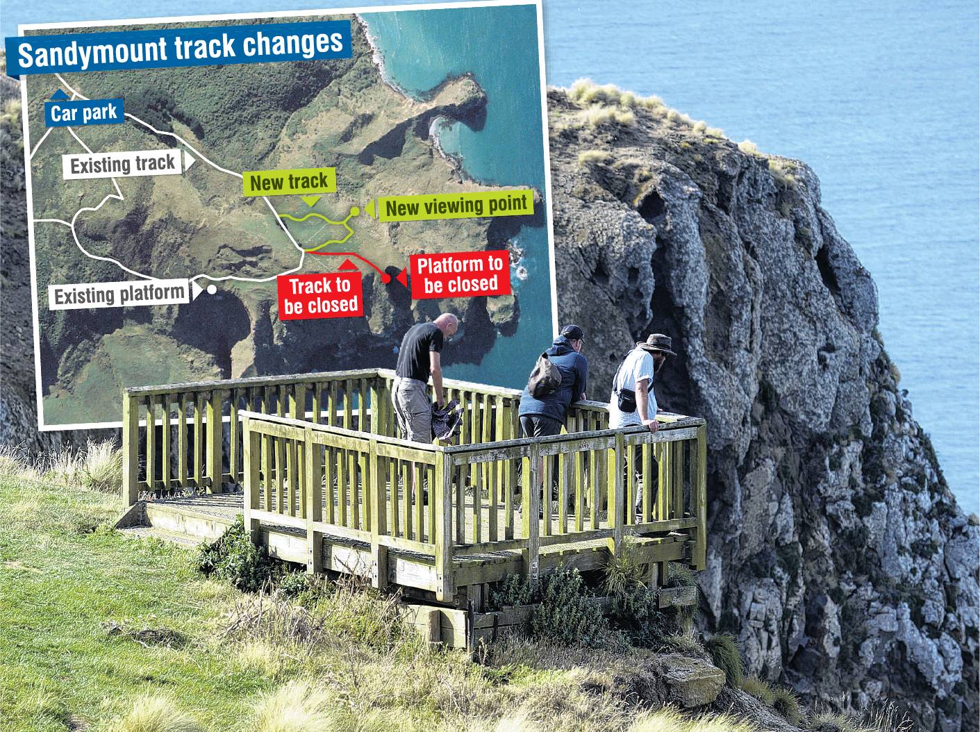 The viewing platforms overlooking Lover's Leap (pictured) and the Chasm, at Sandymount on Otago...