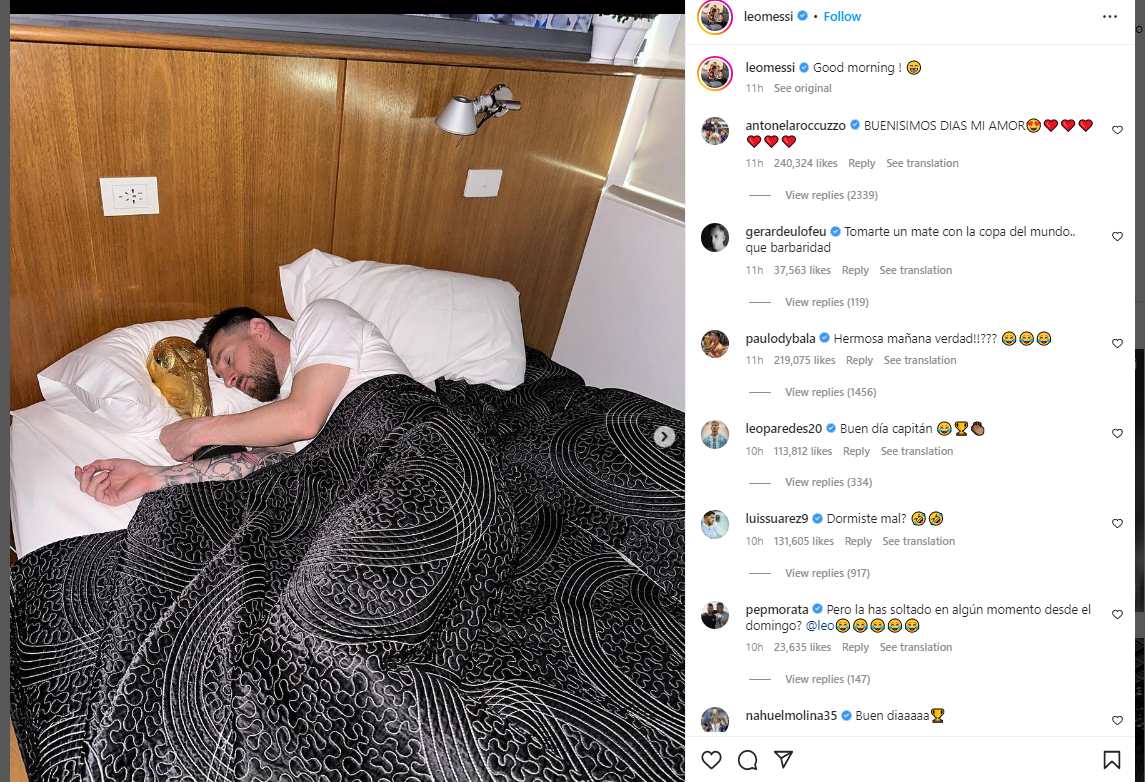 Lionel Messi's Instagram pic celebrating FIFA World Cup win surpasses 'The  Egg' to become most liked pic