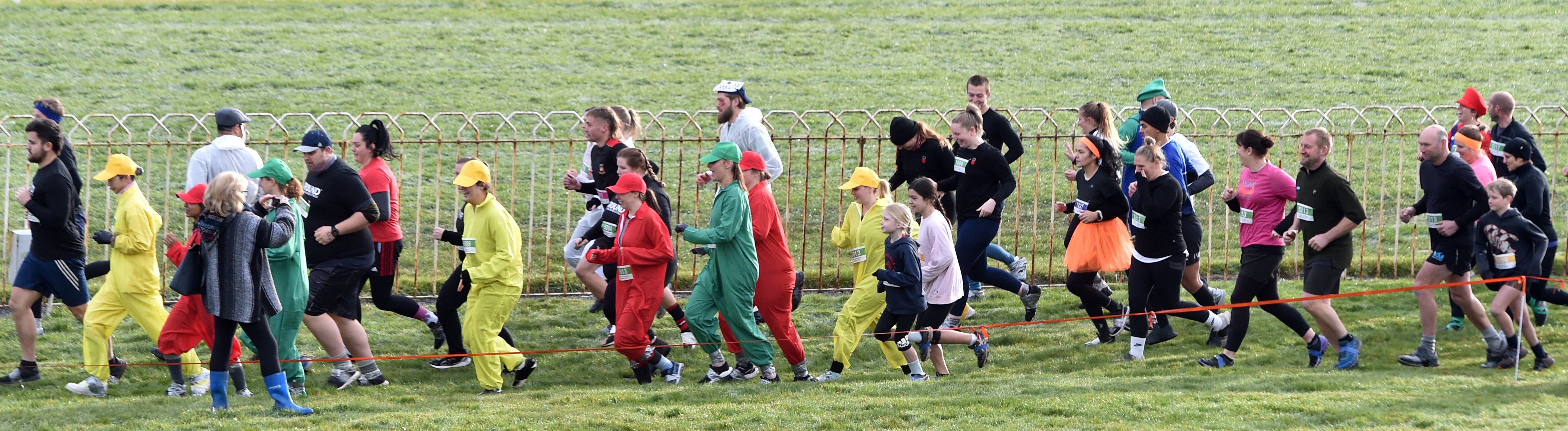 Participants make a colourful impression at Wingatui Racecourse.