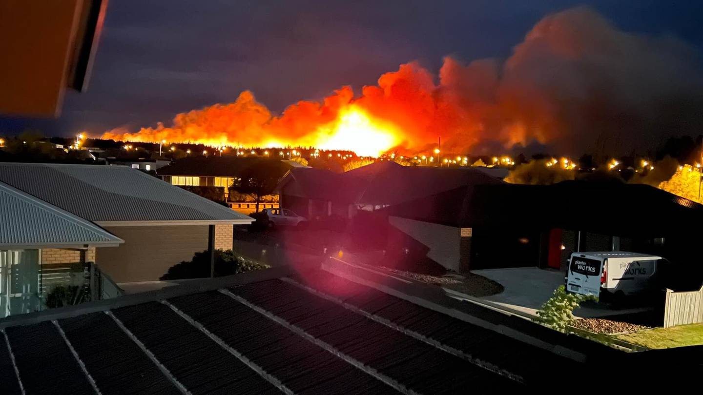 The fire was raging north of Christchurch. Photo: Facebook / Pegasus community group page