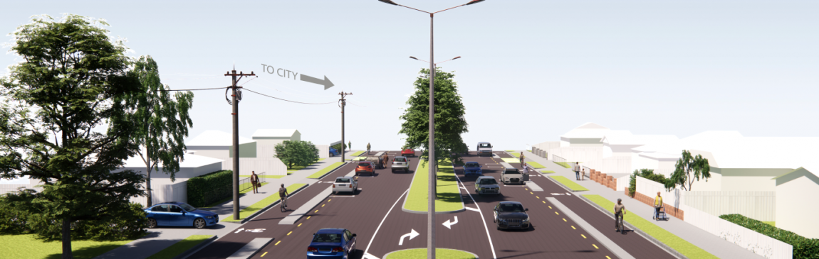 An artist's impression of the planned Wheels to Wings – Papanui ki Waiwhetū cycleway. Image: CCC