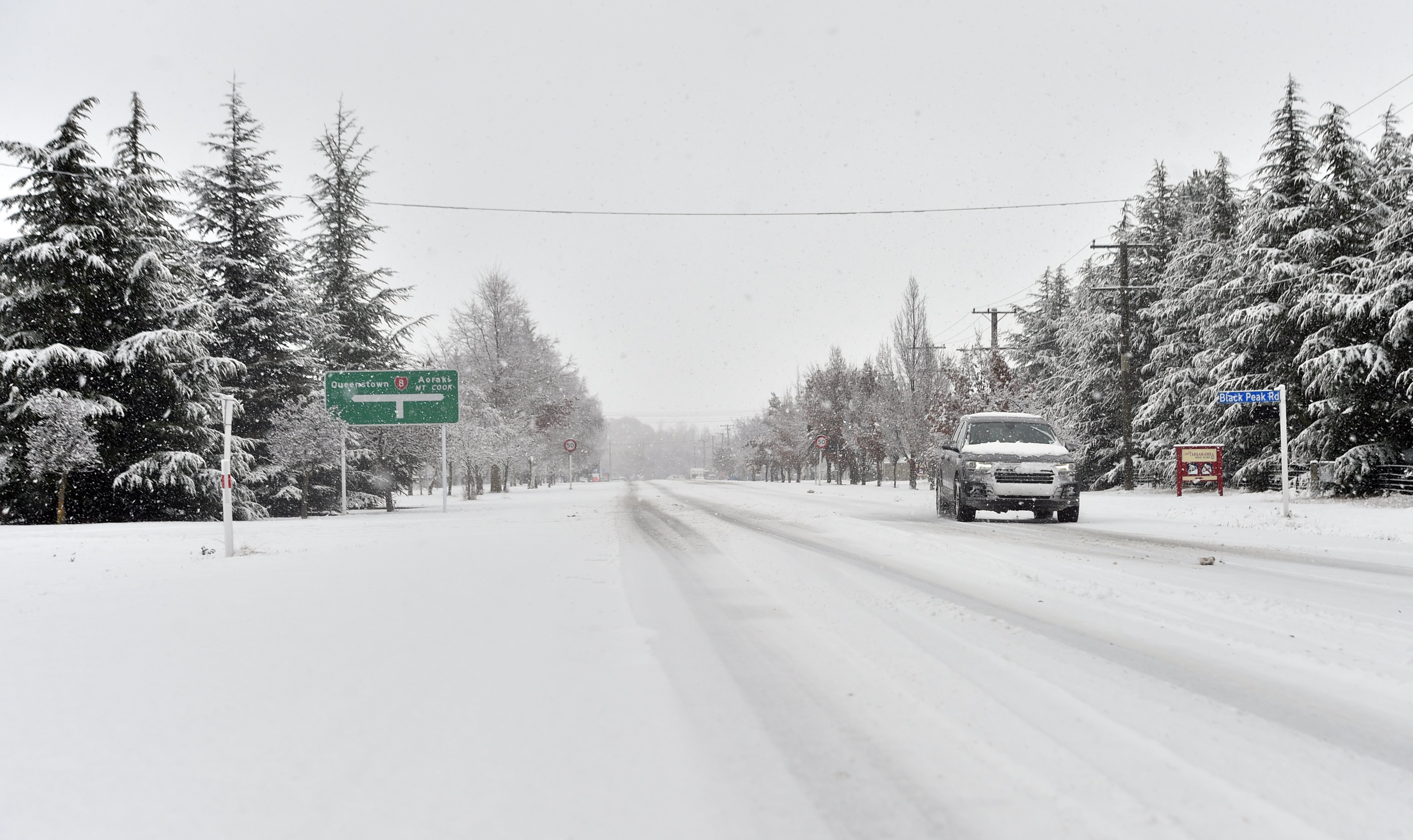 Snow blankets Omarama today. Photo: ODT 