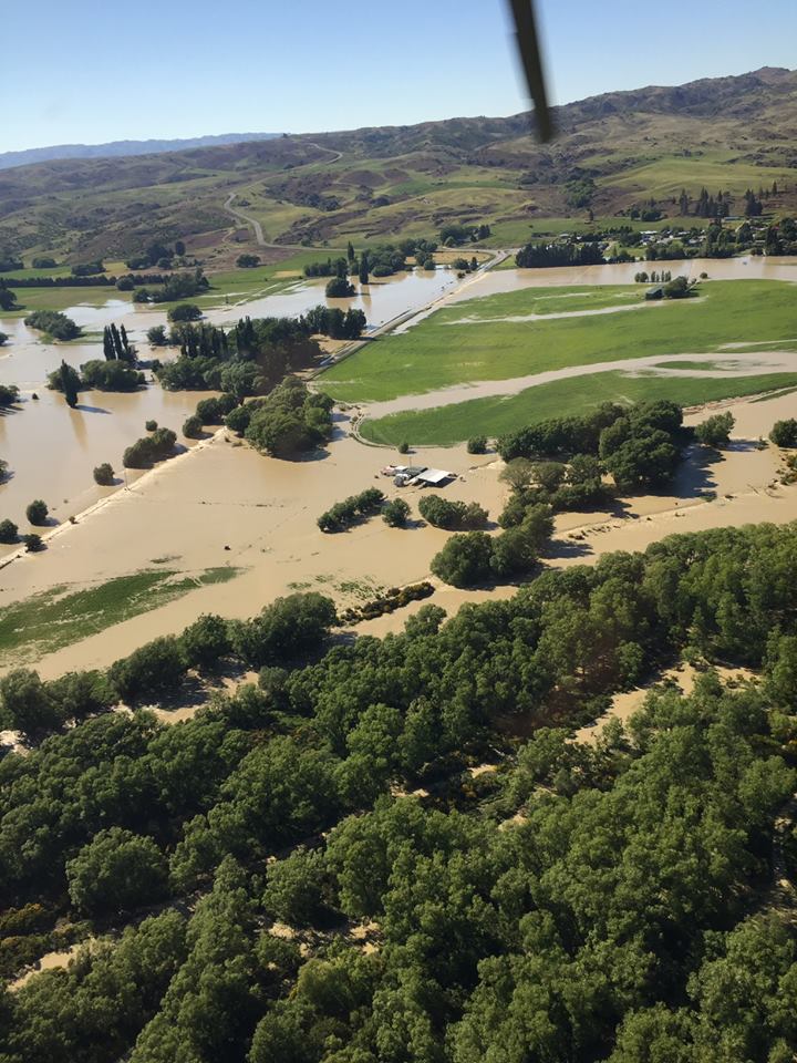 The Manuherikia River floods the outskirts of the Ophir township. Photo: Central Otago District...