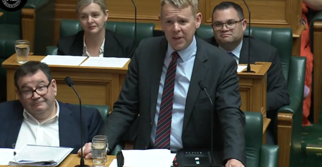 Labour Leader Chris Hipkins tried to highlight changes in Luxon's positions in several areas...