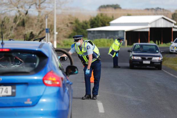 Police checkpoints were quickly set up in Lyon Road near State Highway 2 soon after lockdown took...